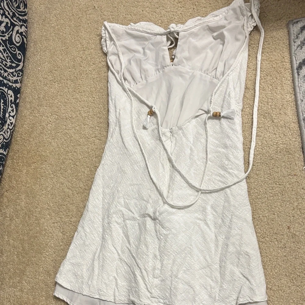 Mustard Seed White Textured Ruffle Backless Summer Dress - Picture 3 of 3